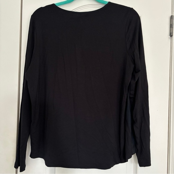 NWT OLSEN size M Long Sleeve Embellished Mixed Media Party Lounge T-Shirt women - Picture 6 of 9